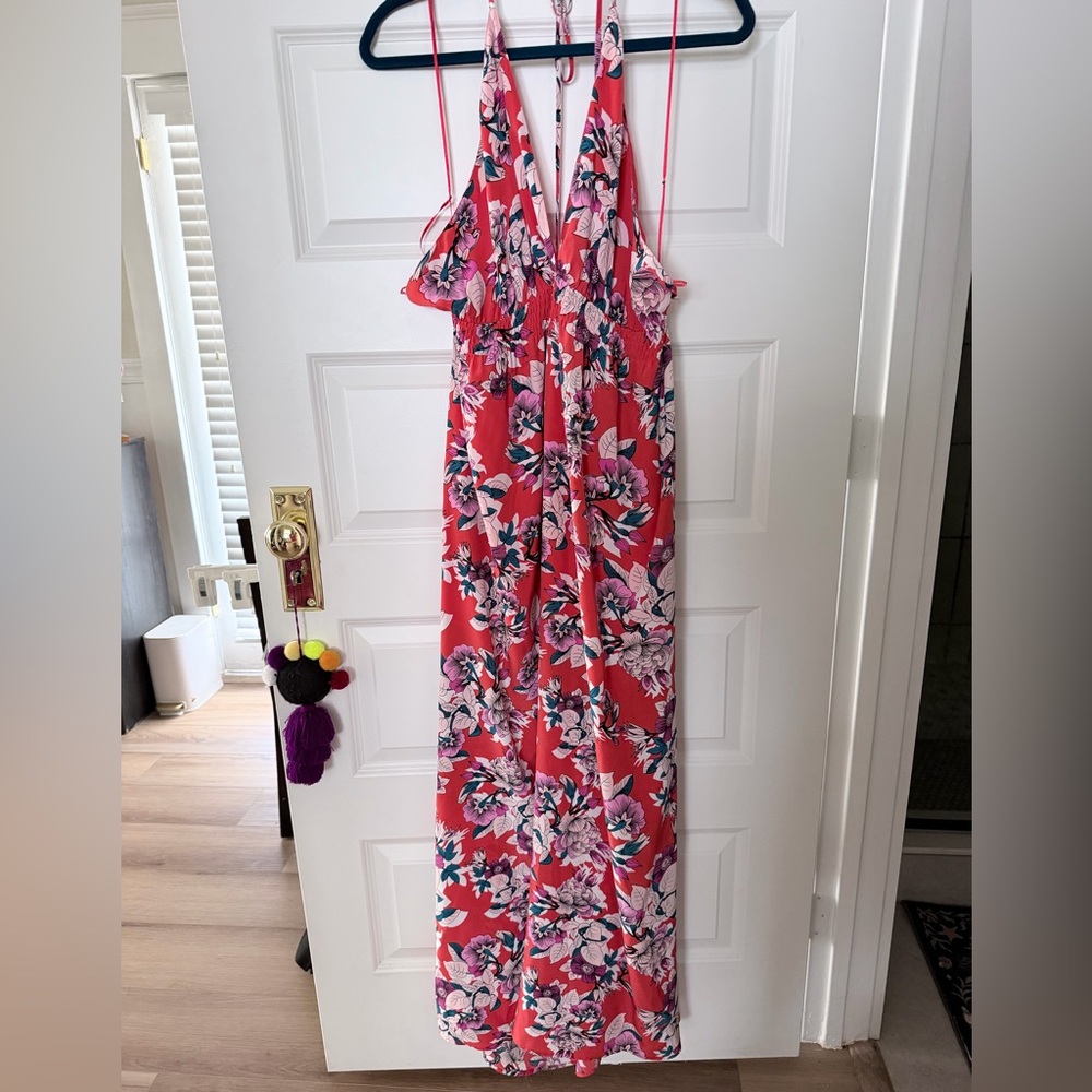 Yumi Kim Floral Red Halter Maxi Dress